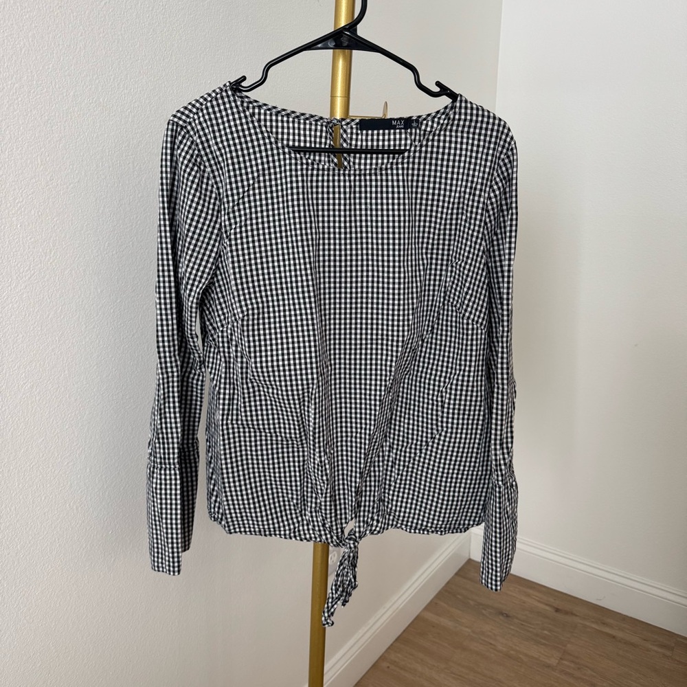 Black and White Gingham Women's Top